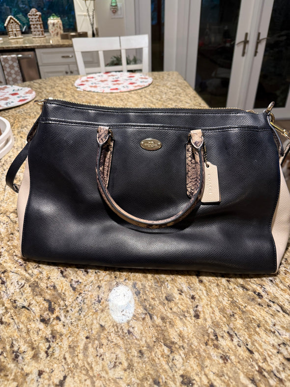 Coach black/snake skin handbag - rarely used